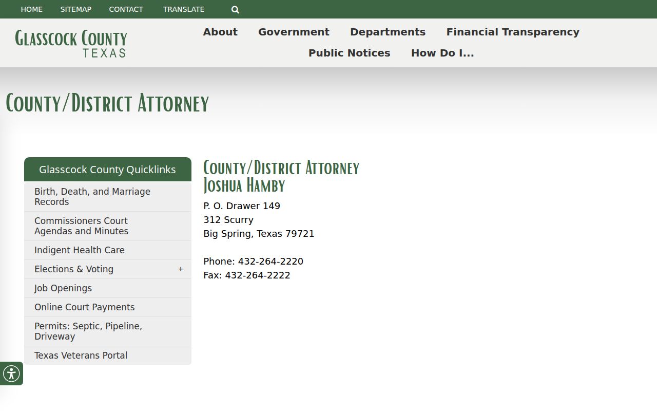 Glasscock County arrest warrant case routing and regional prosecutor contact
