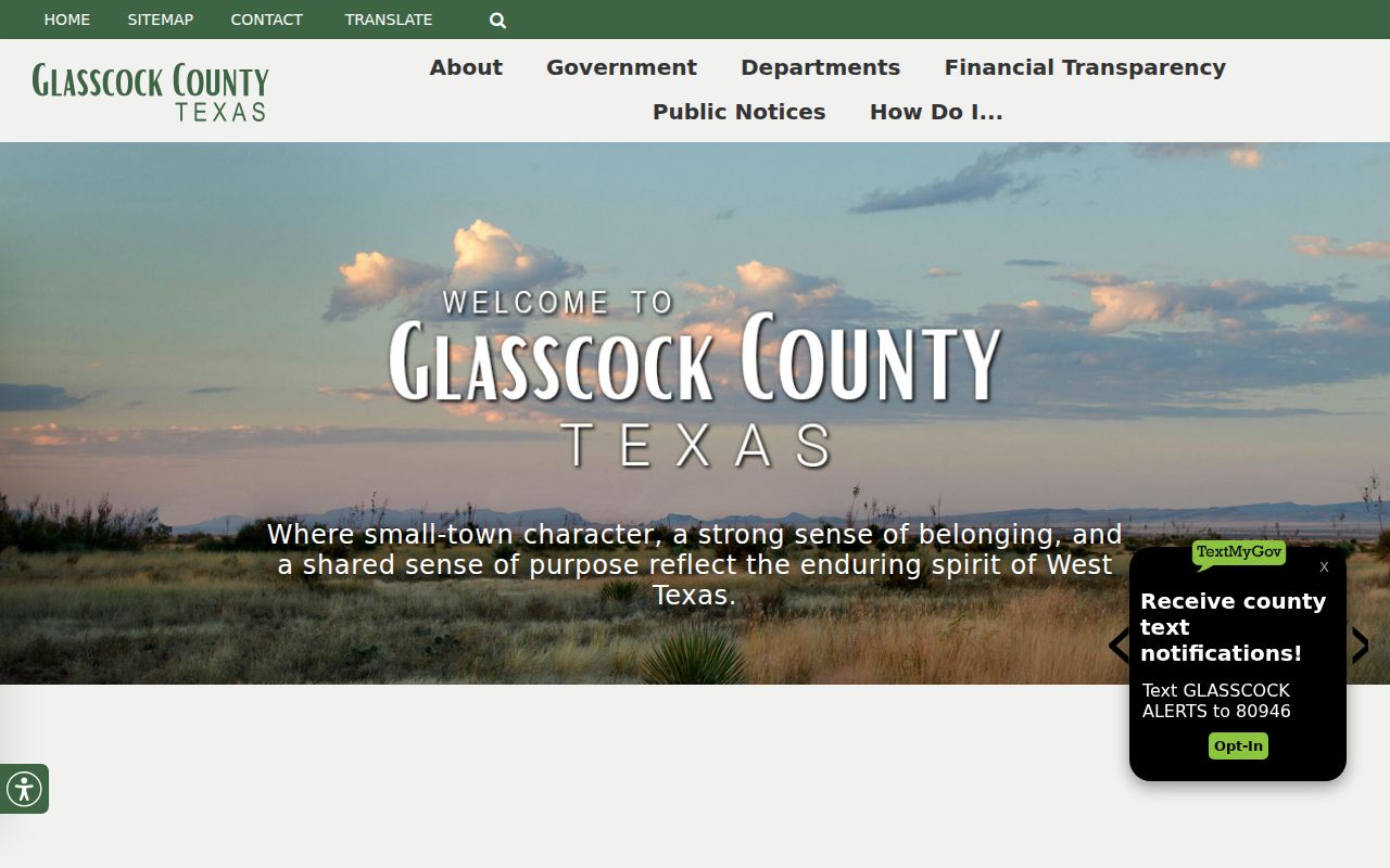 Glasscock County warrant records research starting point on the county homepage